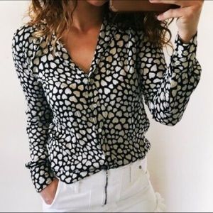 J.Crew Heart Silk Button Down Blouse